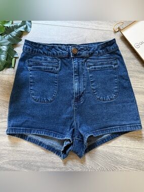 BDG Dark Blue High-Rise Stretch Denim Daisy Duke Hot Pants Shorts. Size 27
